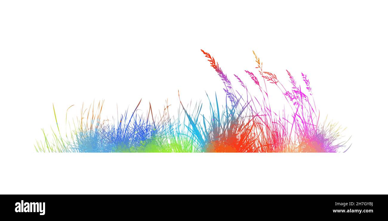 Silhouette of Rainbow grass. Vector illustration Stock Vector Image ...