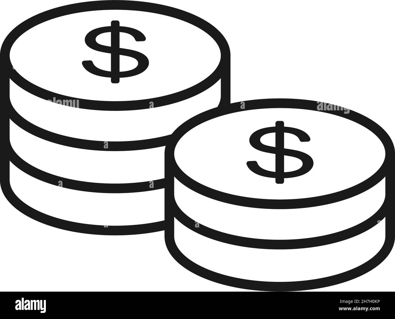 Line art black and white coins icon. Money and finance themed vector ...