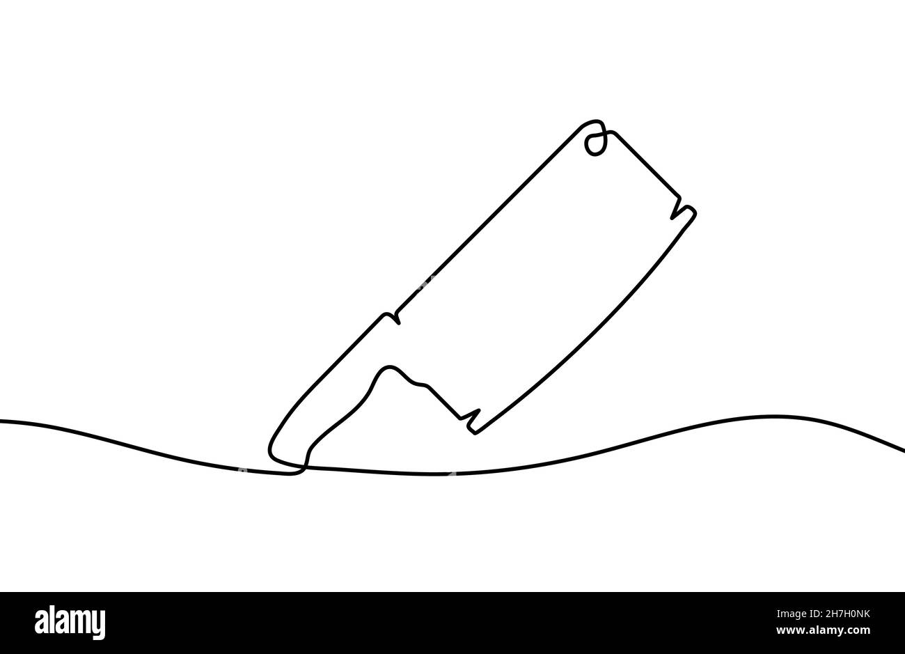 Continuous line drawing of meat cleaver knife. Meat ax linear icon. One