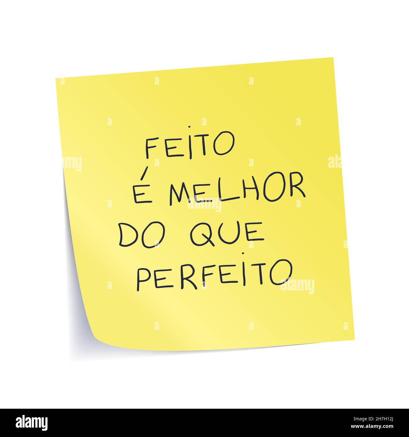 Handwritten encouraging yellow sticker in Brazilian Portuguese