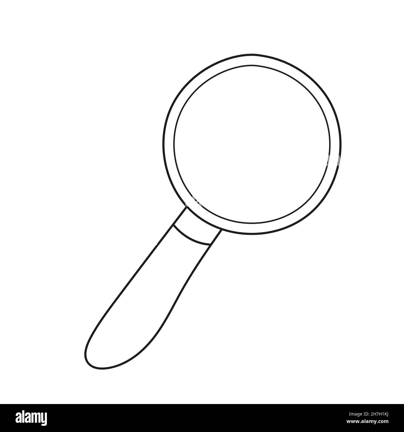 Simple coloring page. Coloring book, magnifying glass vector image for