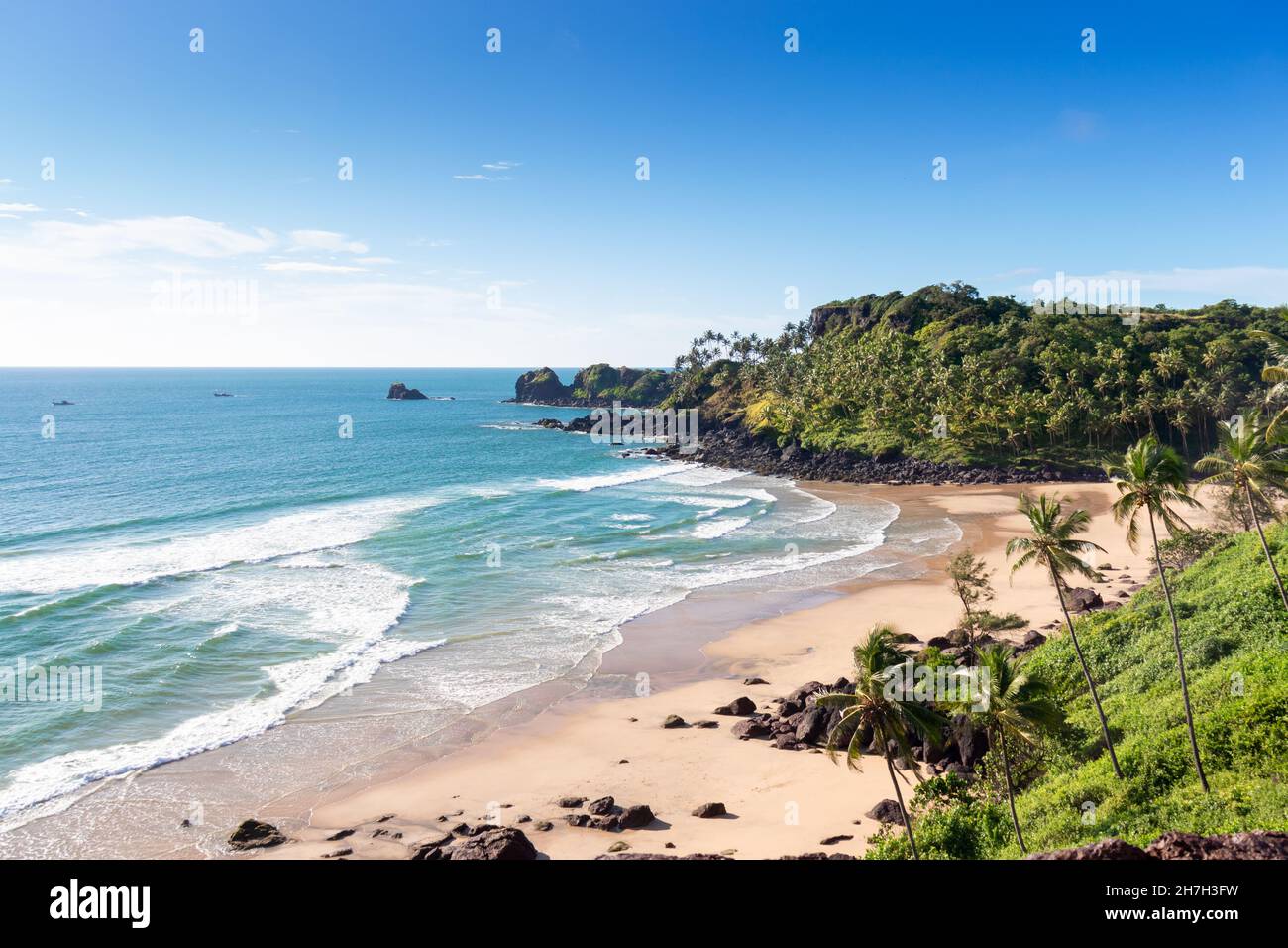 Panorama of Cabo De Rama Beach - Goa India Stock Photo