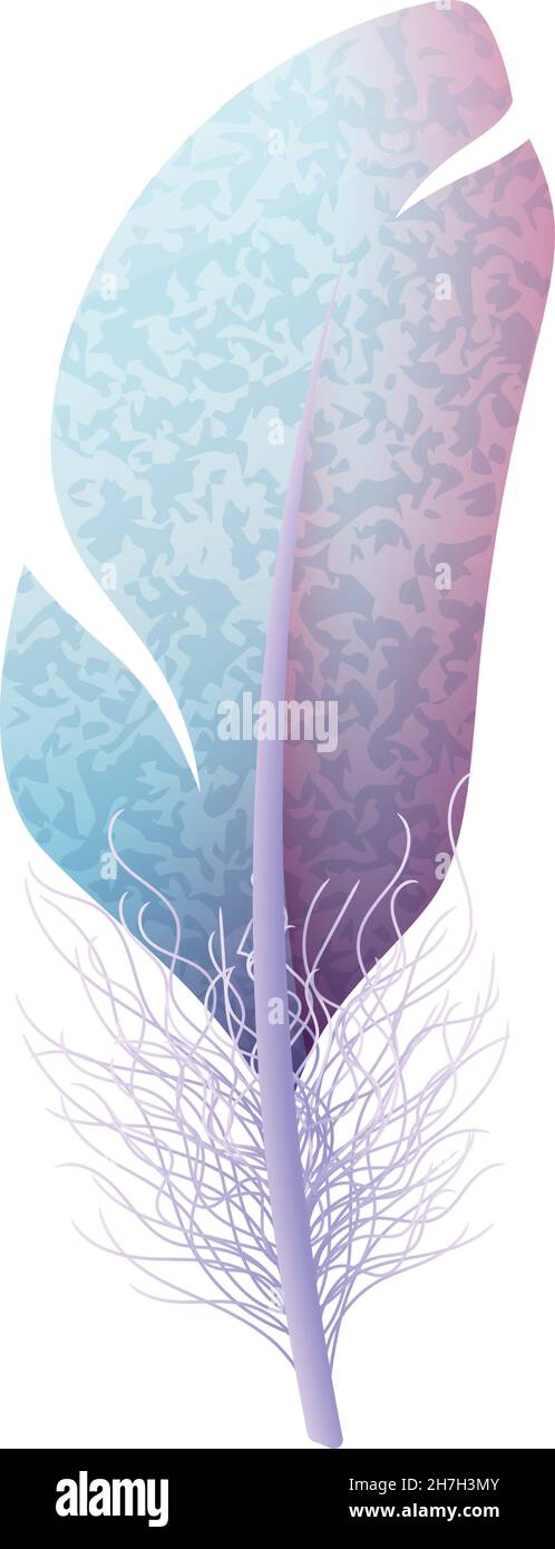Feather in boho style. Exotic bird straight quill Stock Vector
