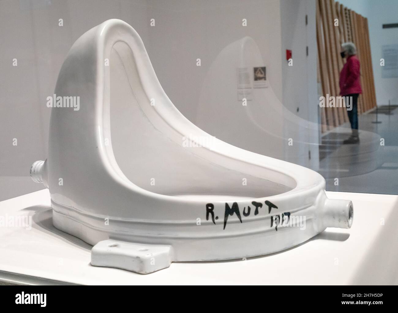 Fountain by Marcel Duchamp at Tate Modern, London, UK. The original, made in 1917, is lost and this is an officially sanctioned replica. Stock Photo