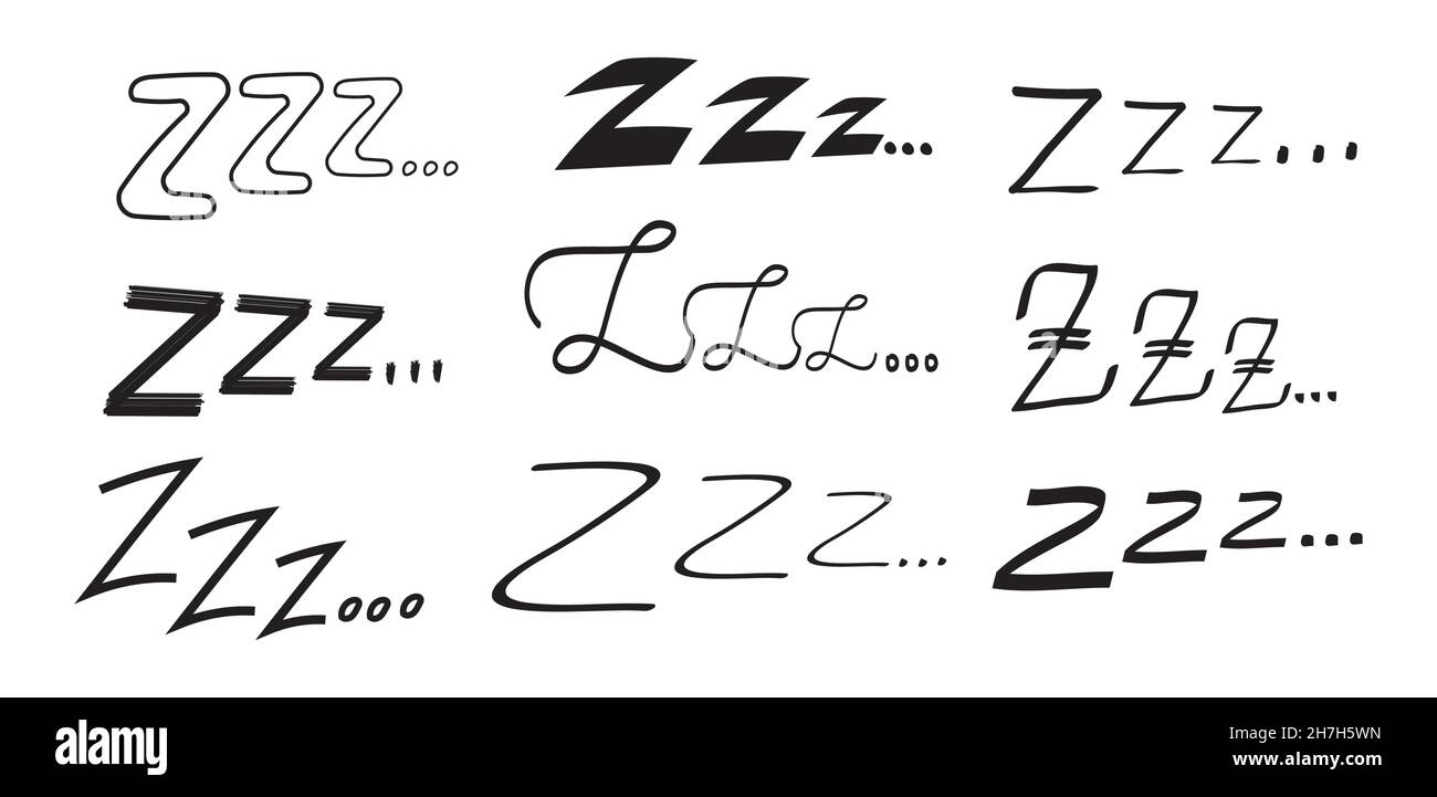 Sleep zzzz vector set in hand drawn doodle set. Insomnia icon in sketch ...