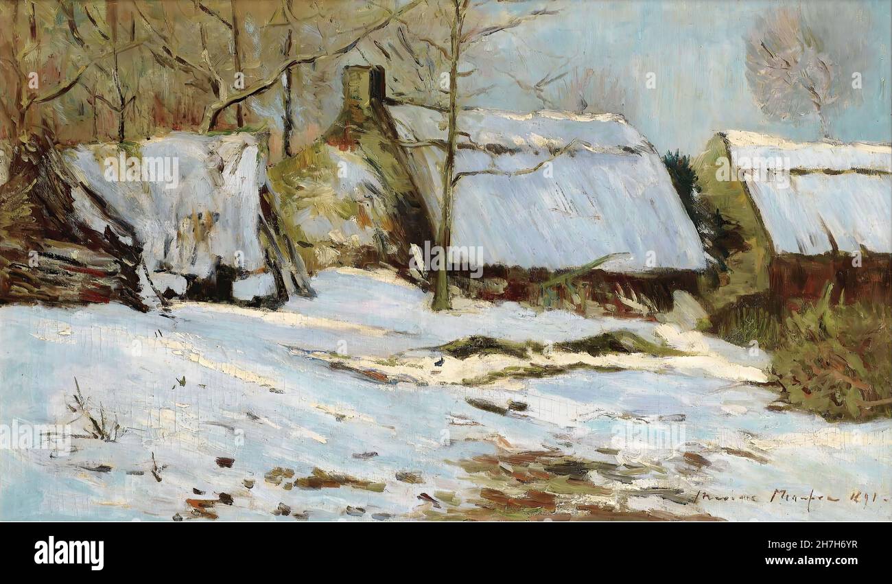 Maxime Maufra - Cabins under the Snow - 1891 Stock Photo
