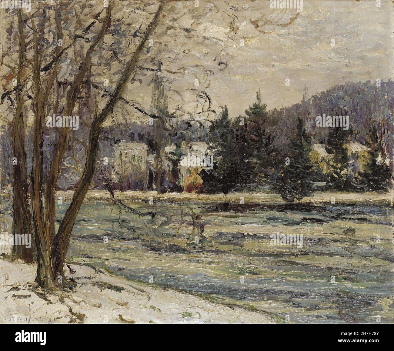 Maxime Maufra - The Ice on Pond of Avray - 1897 Stock Photo