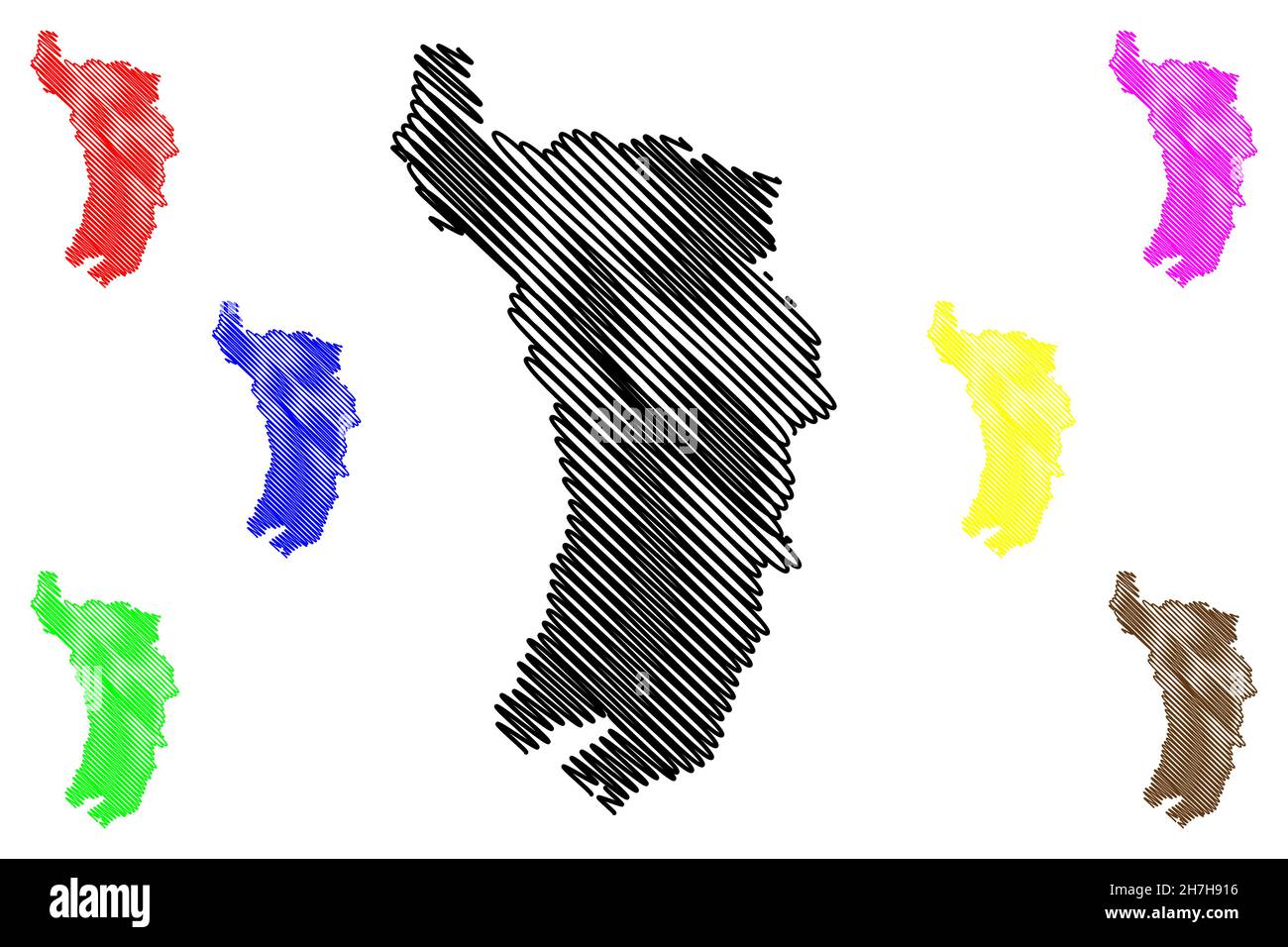 Darjeeling district (West Bengal State, Republic of India) map vector illustration, scribble sketch Darjeeling map Stock Vector