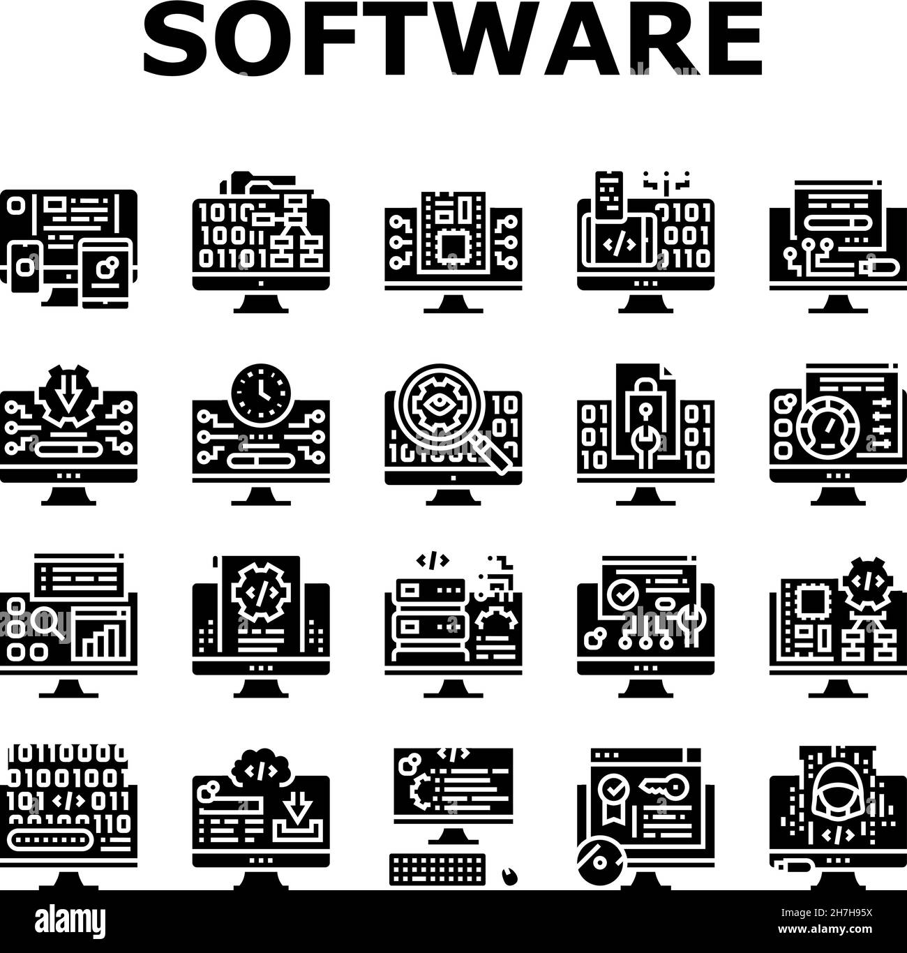 Software Program Development Icons Set Vector Stock Vector Image & Art ...