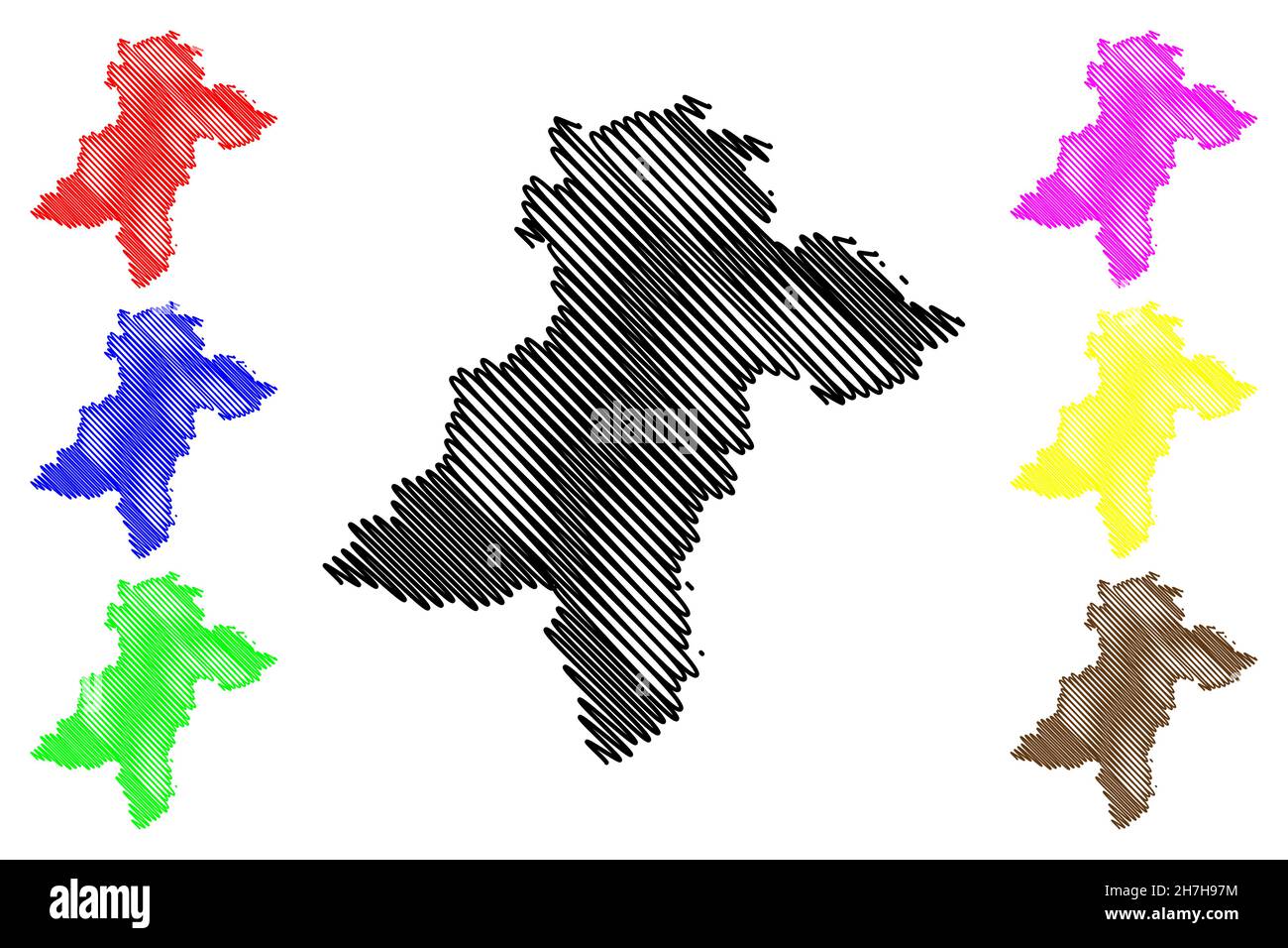 Davanagere district (Karnataka State, Republic of India, Bangalore Division) map vector illustration, scribble sketch Davanagere map Stock Vector