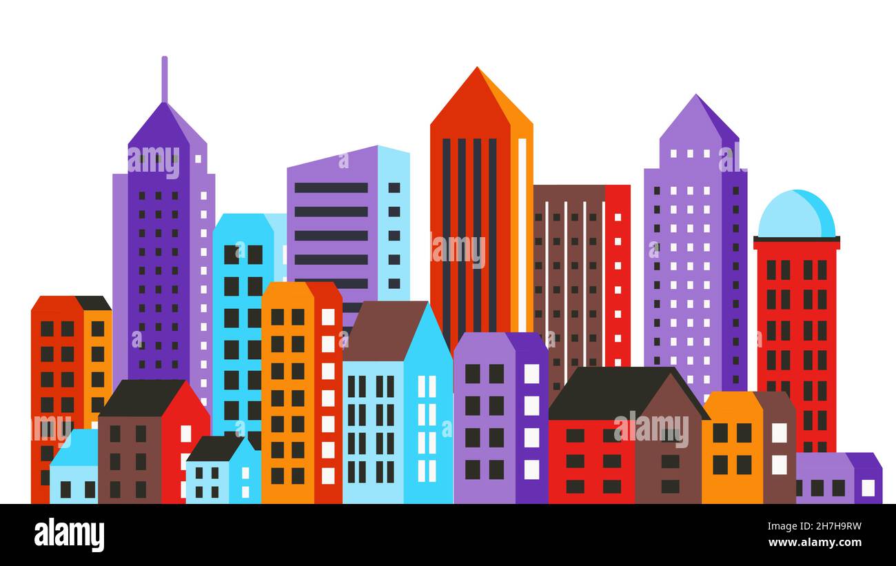 City building in a flat style of the houses Stock Vector Image & Art ...