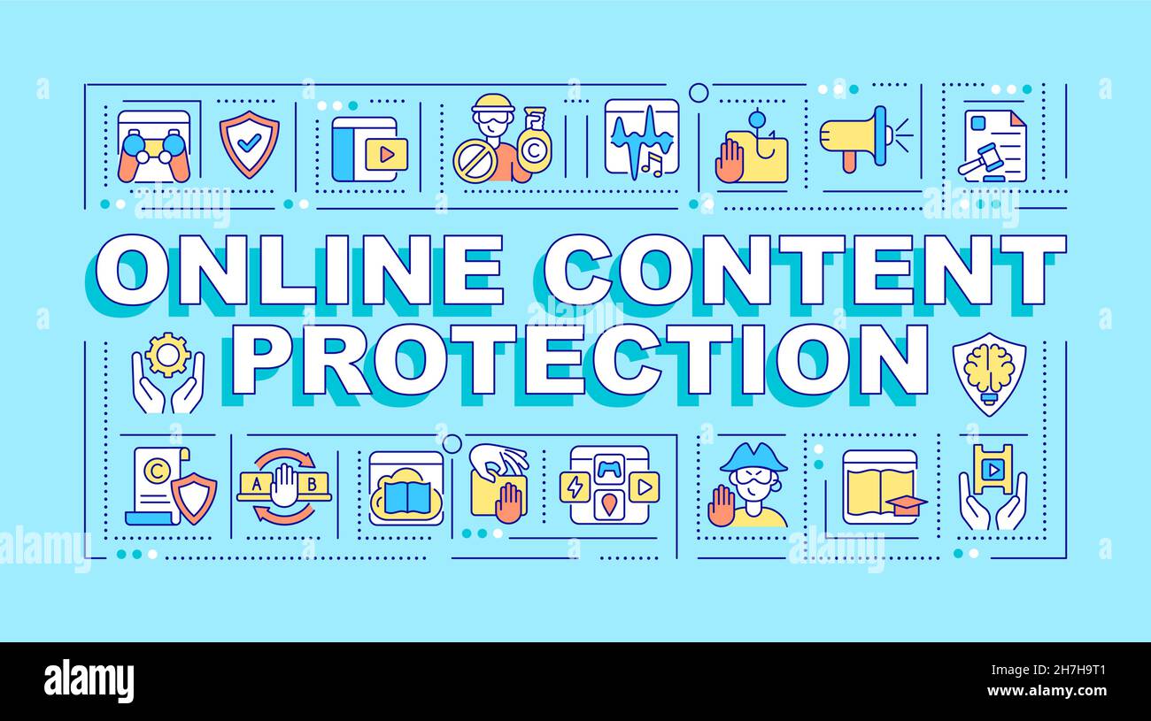 Online content protection word concepts banner Stock Vector