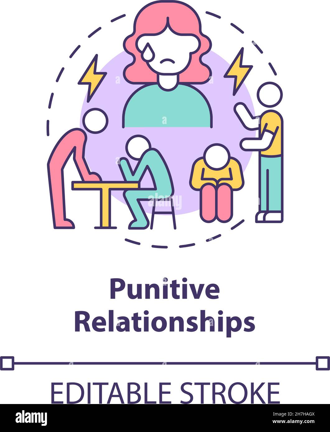 Punitive relationships concept icon Stock Vector