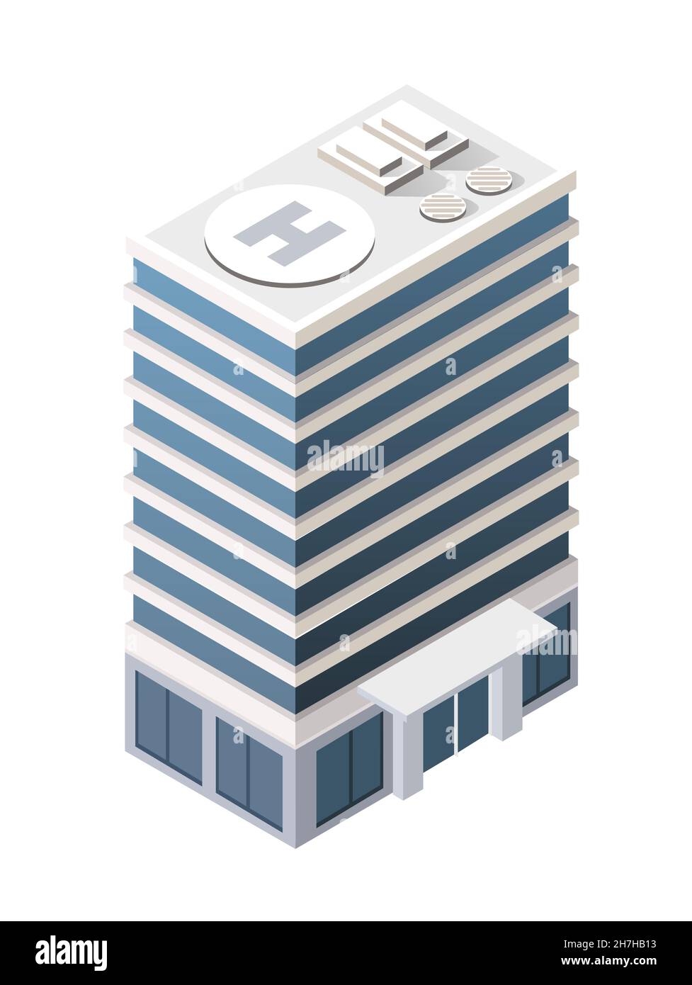 Vector isometric hotel single building of the modern city Stock Vector ...