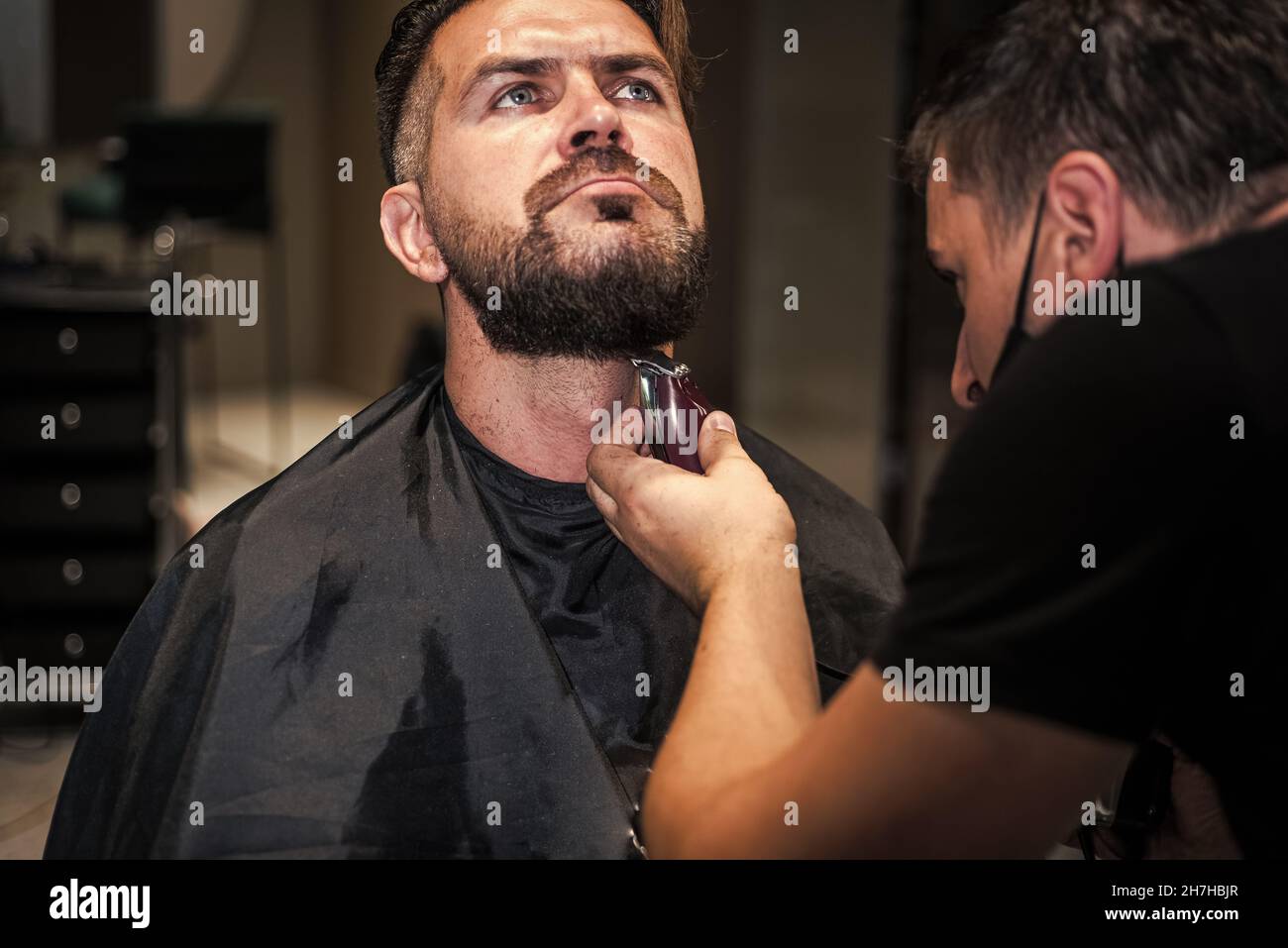 Used to look perfect. brutal hipster with moustache make new hairstyle ...