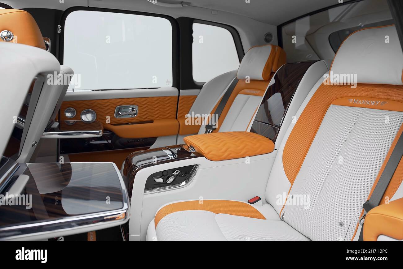 MUNICH, GERMANY Oct 26, 2021 The interior of the modern Rolls Royce