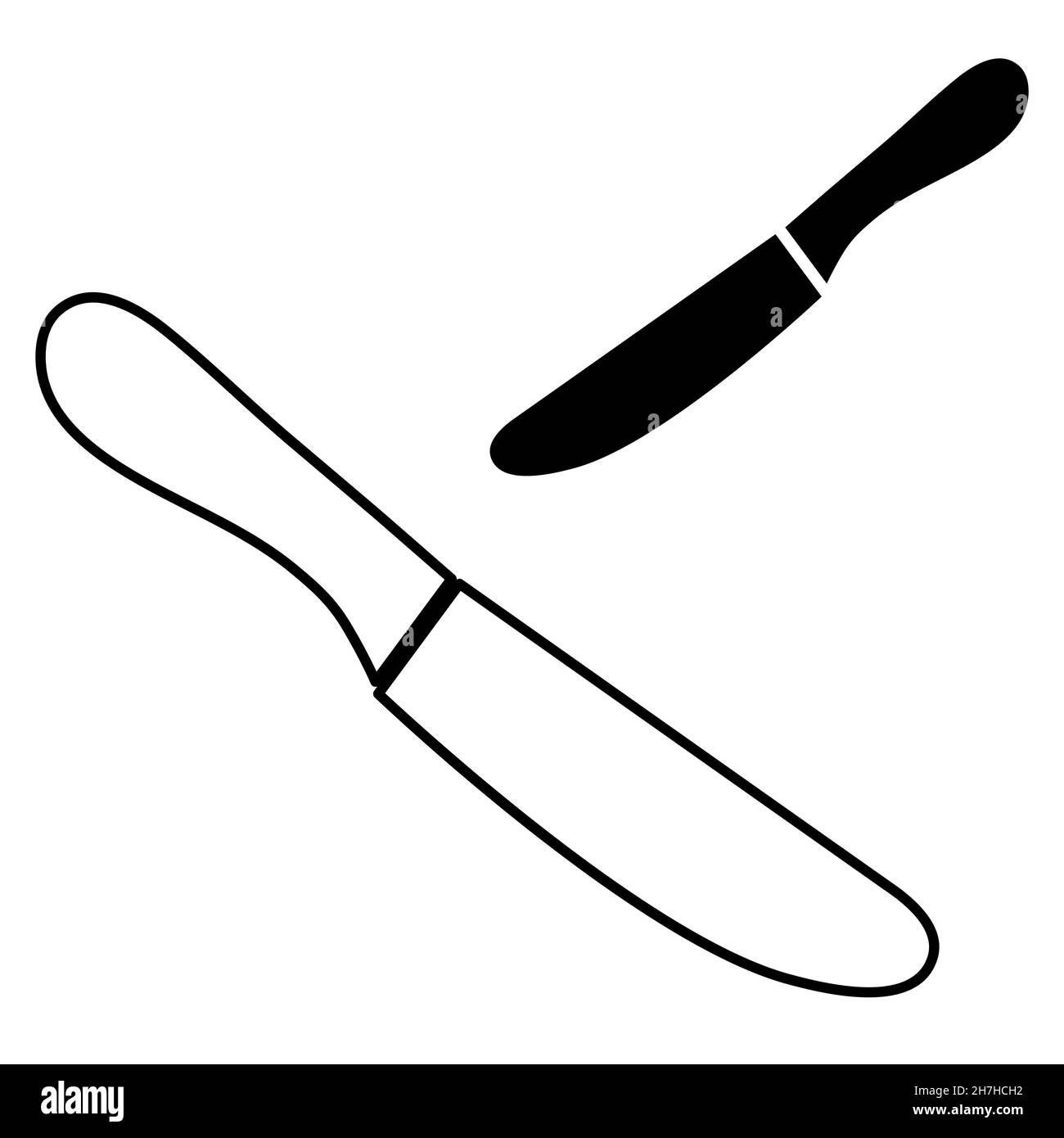 Kitchen tools set of two butter knives line and negative outline simple