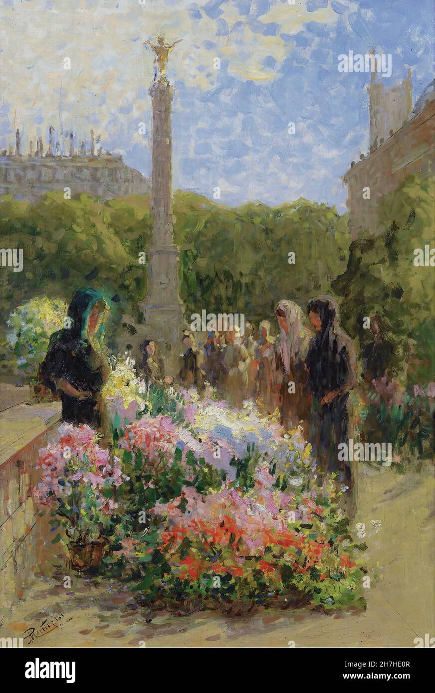PierreEugene Montezin Ile de la Cite Flowers Market Stock Photo
