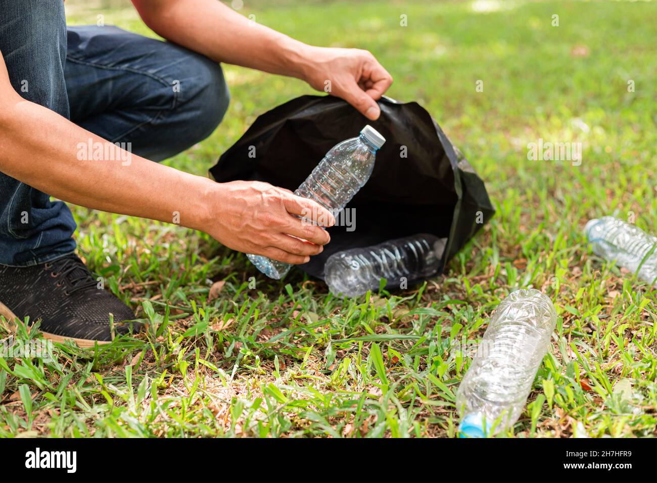 people collecting plastic bottles Stock Photo Alamy