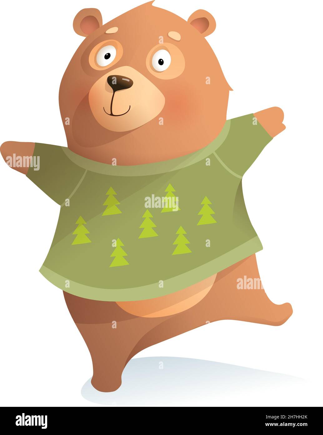 Cute Funny Baby Bear Walking in Winter Clothes Stock Vector