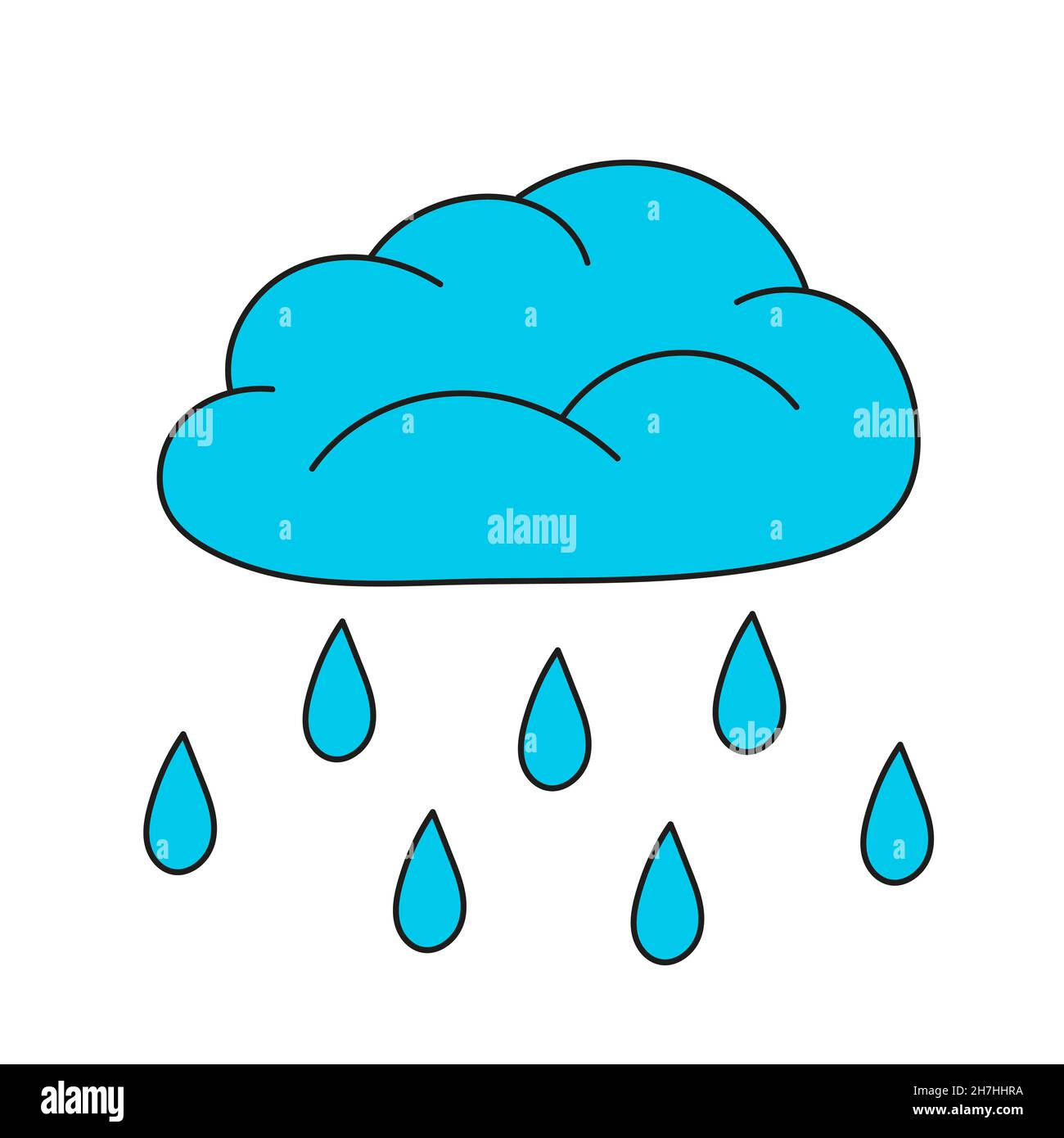 Simple cartoon icon. Cute raining cloud. Vector on white Stock Vector ...