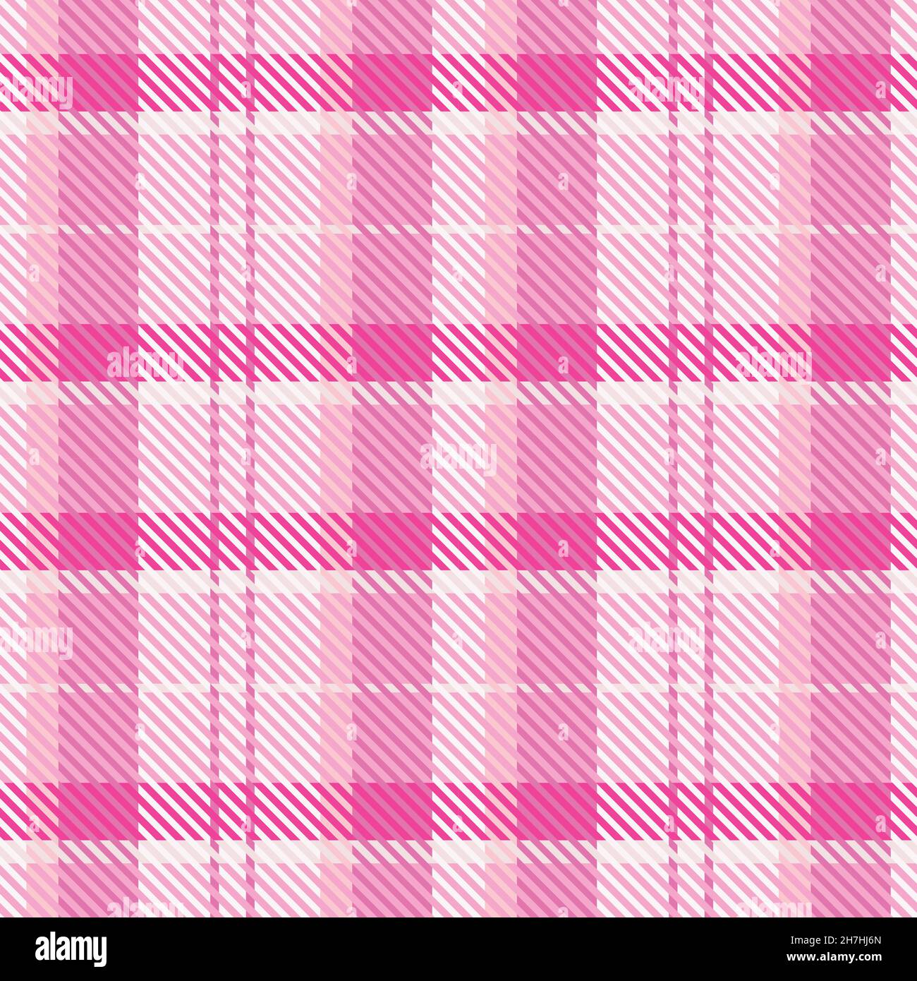 Girly pink seamless plaid vector pattern. Gingham bright color checker ...