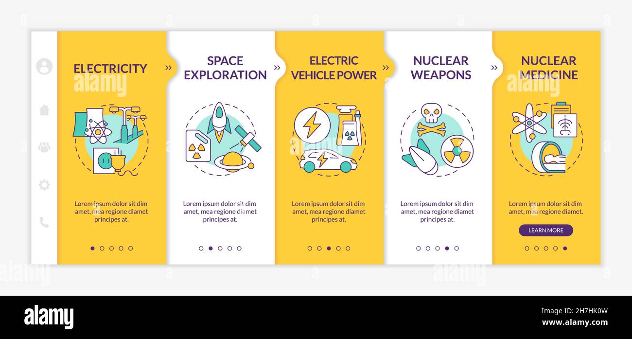 Nuclear power in everyday life onboarding vector template Stock Vector
