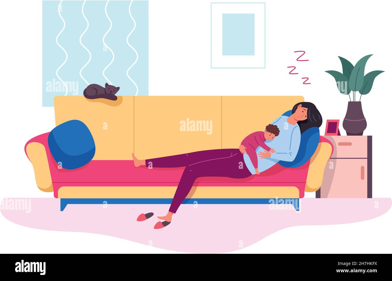 Busy mum and tired Stock Vector Images - Alamy