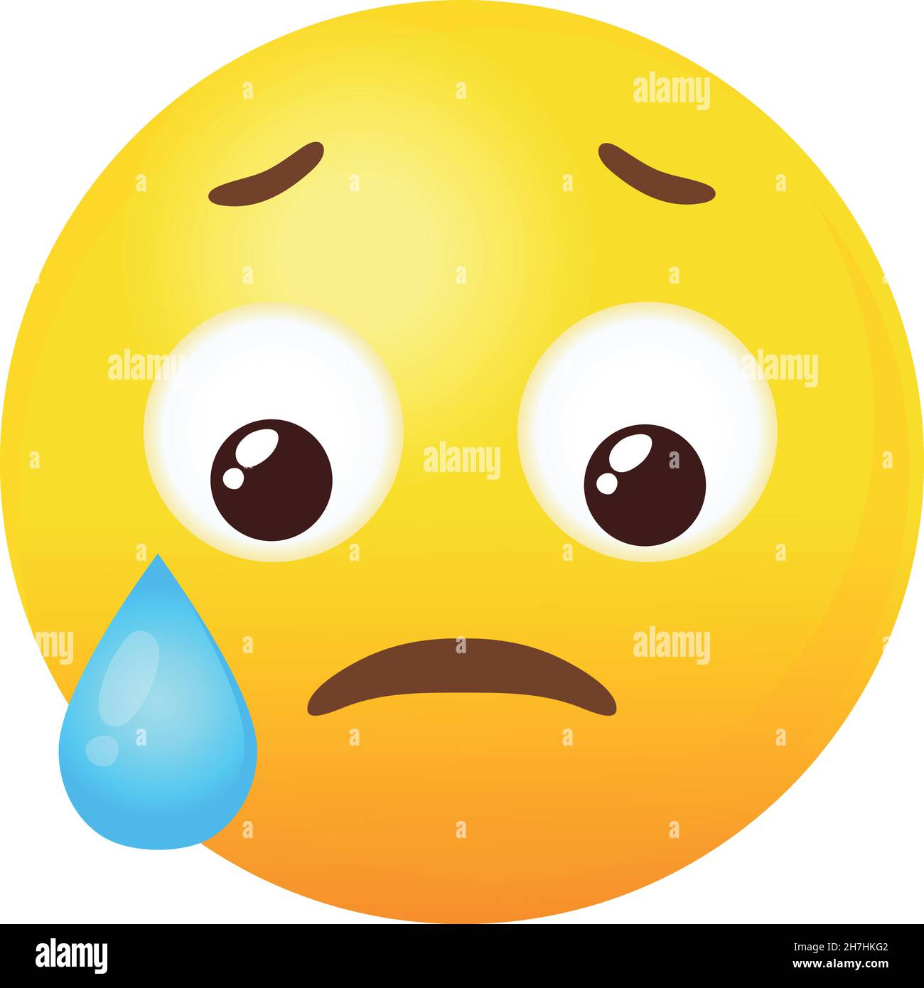Emoji Sad but Relieved. Cartoon cry face, flat vector isolated on white background Stock Vector