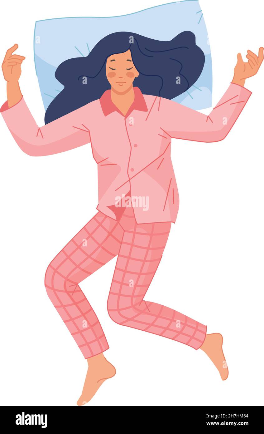 Girl in pajamas. Comfortable various dream, vector illustration