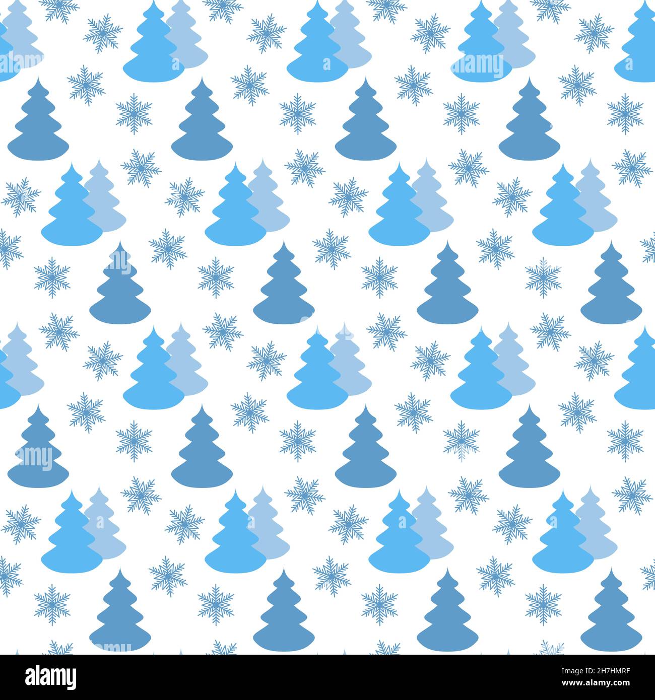 Winter seamless pattern with christmas tree and snowflake, cute ...