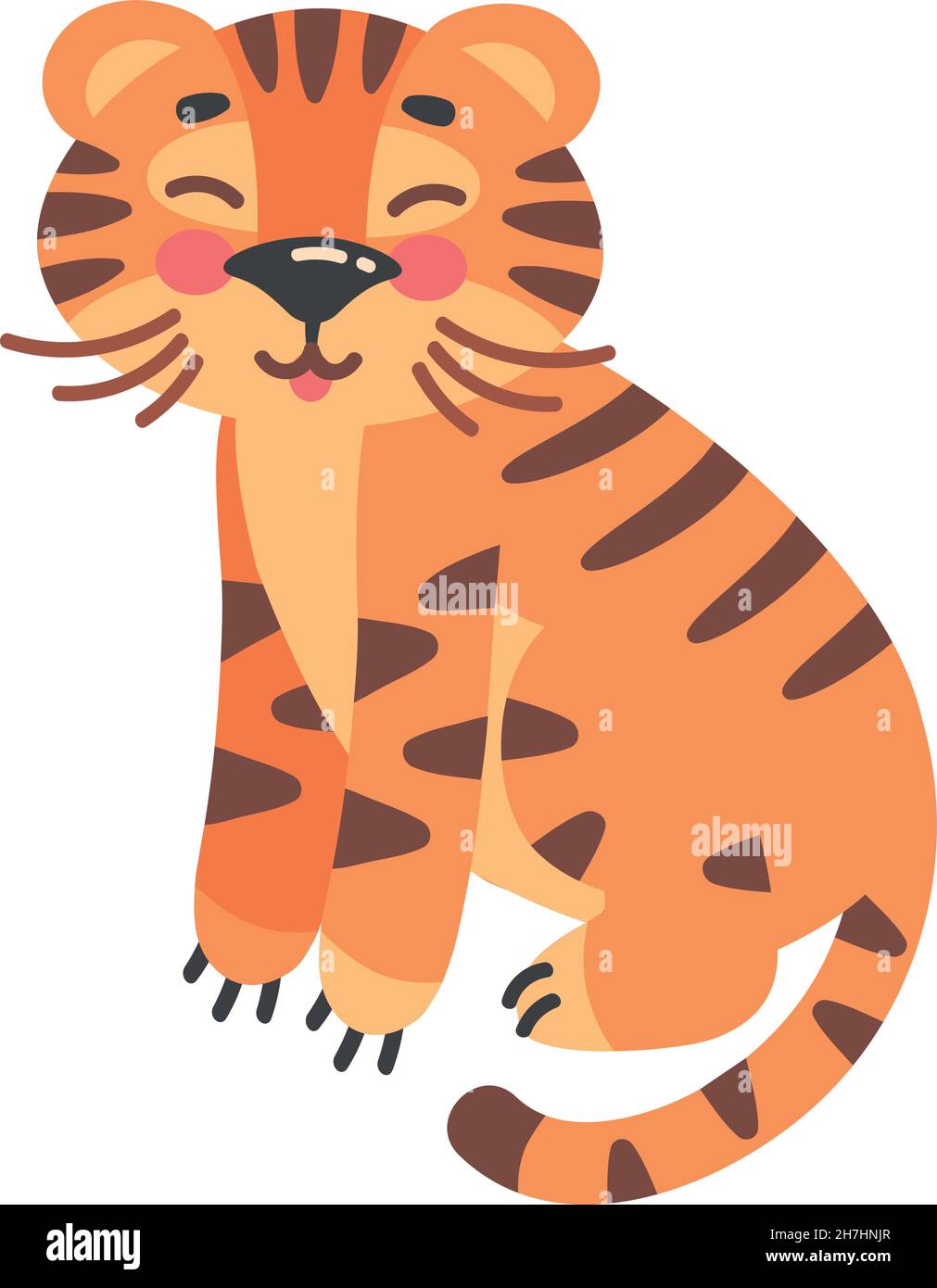 Little sitting tiger. Fun jungle cat, vector illustration isolated on white  background Stock Vector Image & Art - Alamy