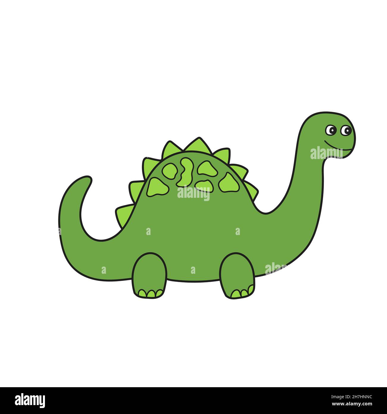 Simple cartoon icon. Vector simple illustration - cute green dinosaur