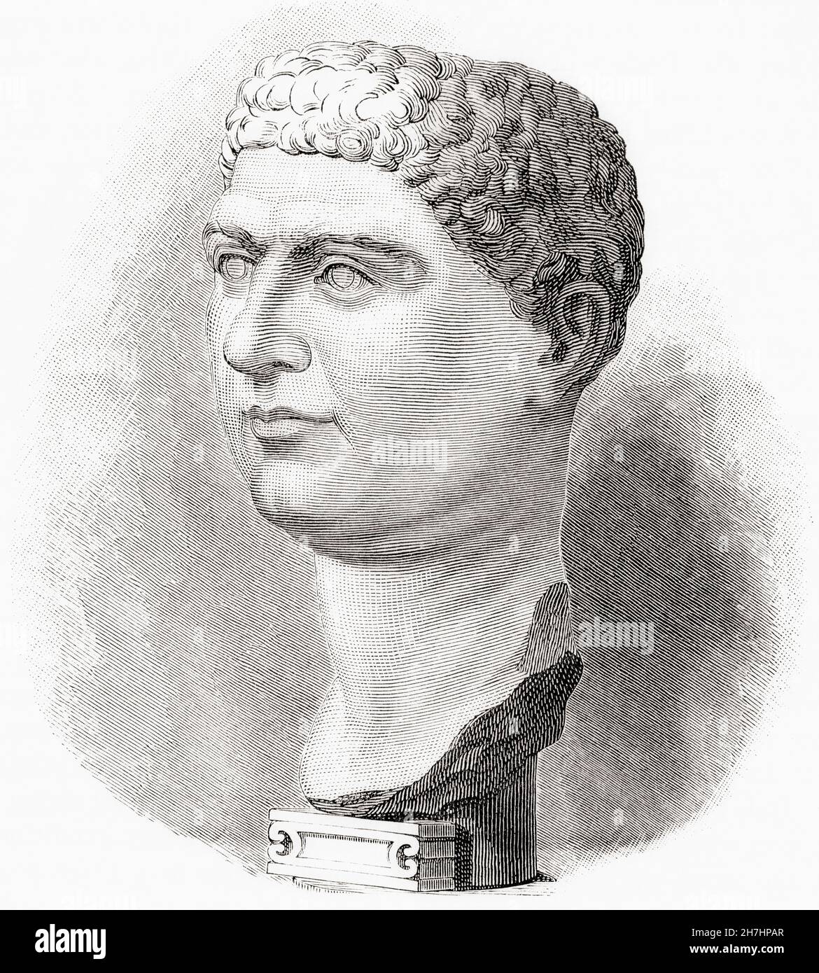 Marcus Otho, born Marcus Salvius Otho, 32 – 69AD. Roman emperor for three months, he was the second emperor of the Year of the Four Emperors.  From Cassell's Illustrated Universal History, published 1883. Stock Photo