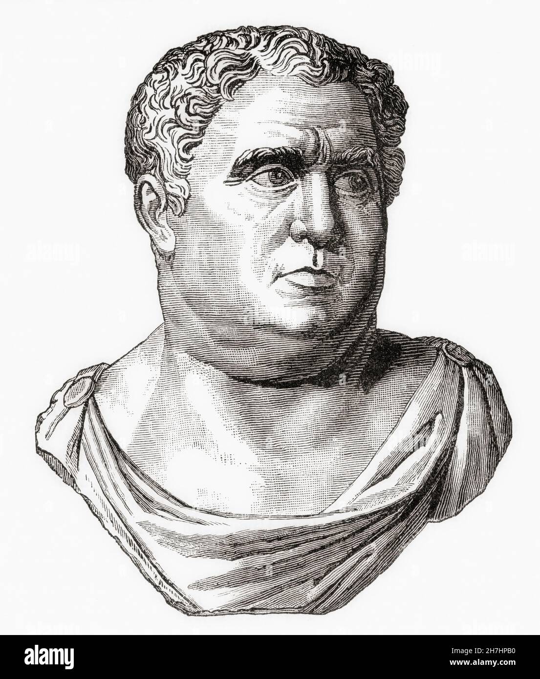 Aulus Vitellius, 15 – 69. Roman emperor for eight months, he was the third emperor of the Year of the Four Emperors.  From Cassell's Illustrated Universal History, published 1883. Stock Photo