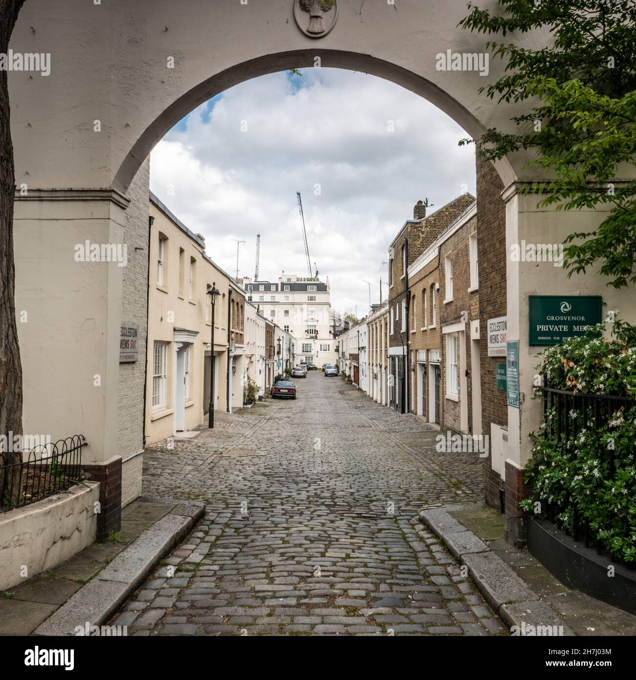 London Mews. Originally stables for affluent London homes, Mews cottages have become desirable residences in their own right. Stock Photo