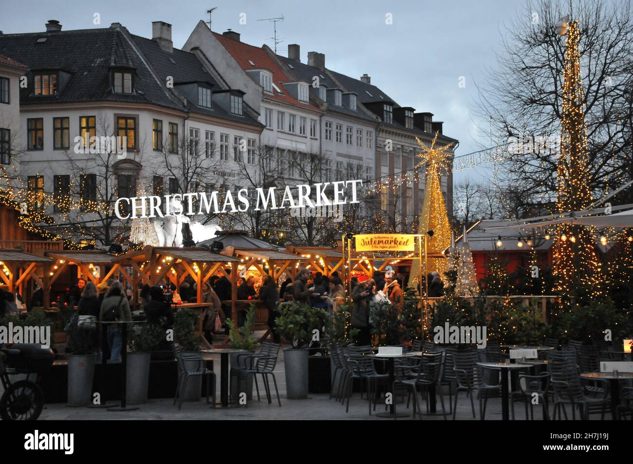 Denmark In November Copenhagen/Denmark./23 November 2021/ Visitors at Christmas market at ...