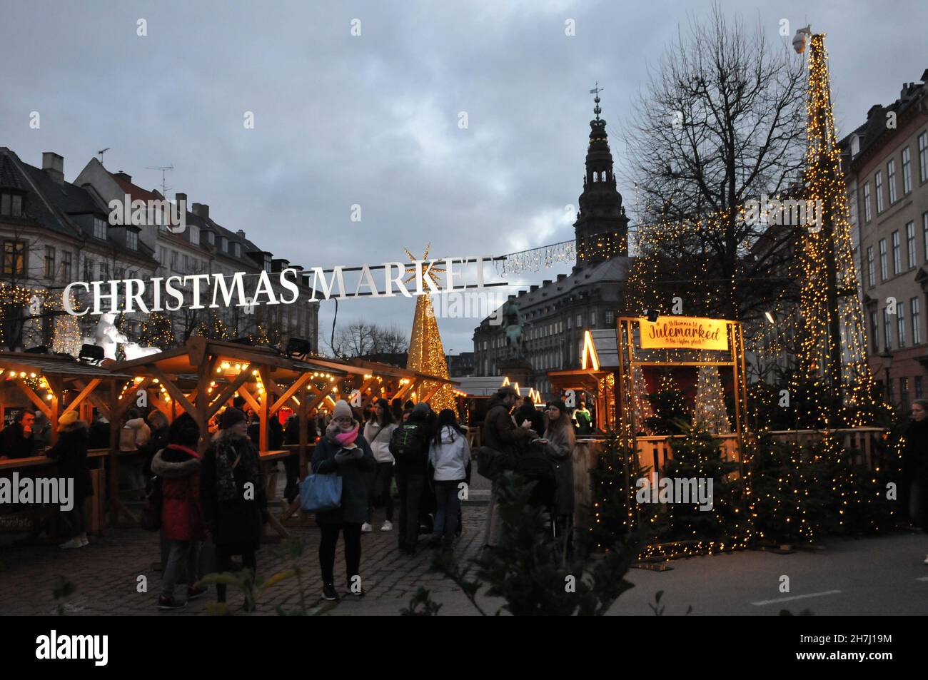 Denmark In November Copenhagen/Denmark./23 November 2021/ Visitors at Christmas market at ...