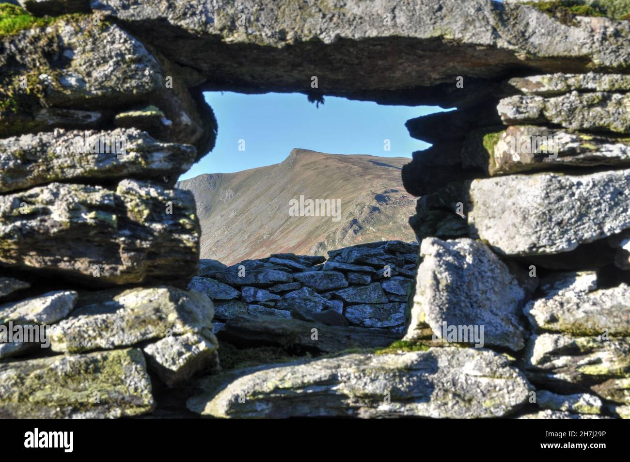 Low Loup ruined cottage, above Haweswater, Lake District, Cumbria, UK Stock Photo
