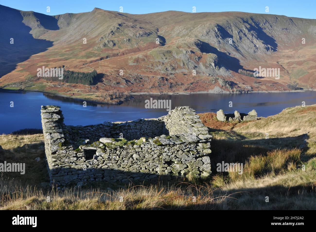 Low Loup ruined cottage, Haweswater, Lake District, Cumbria, UK Stock Photo