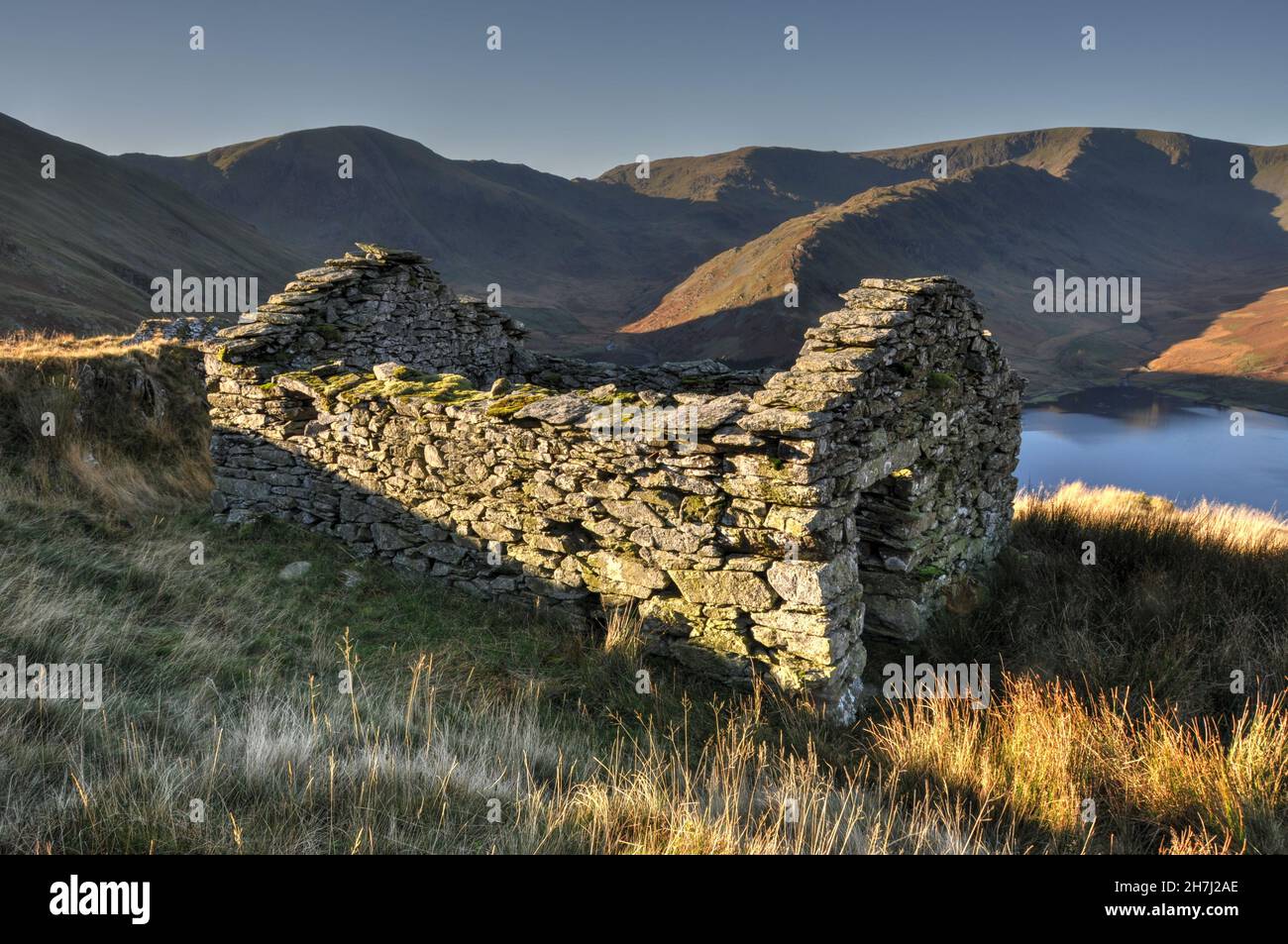 Low Loup ruined cottage, Haweswater, Lake District, Cumbria, UK Stock Photo