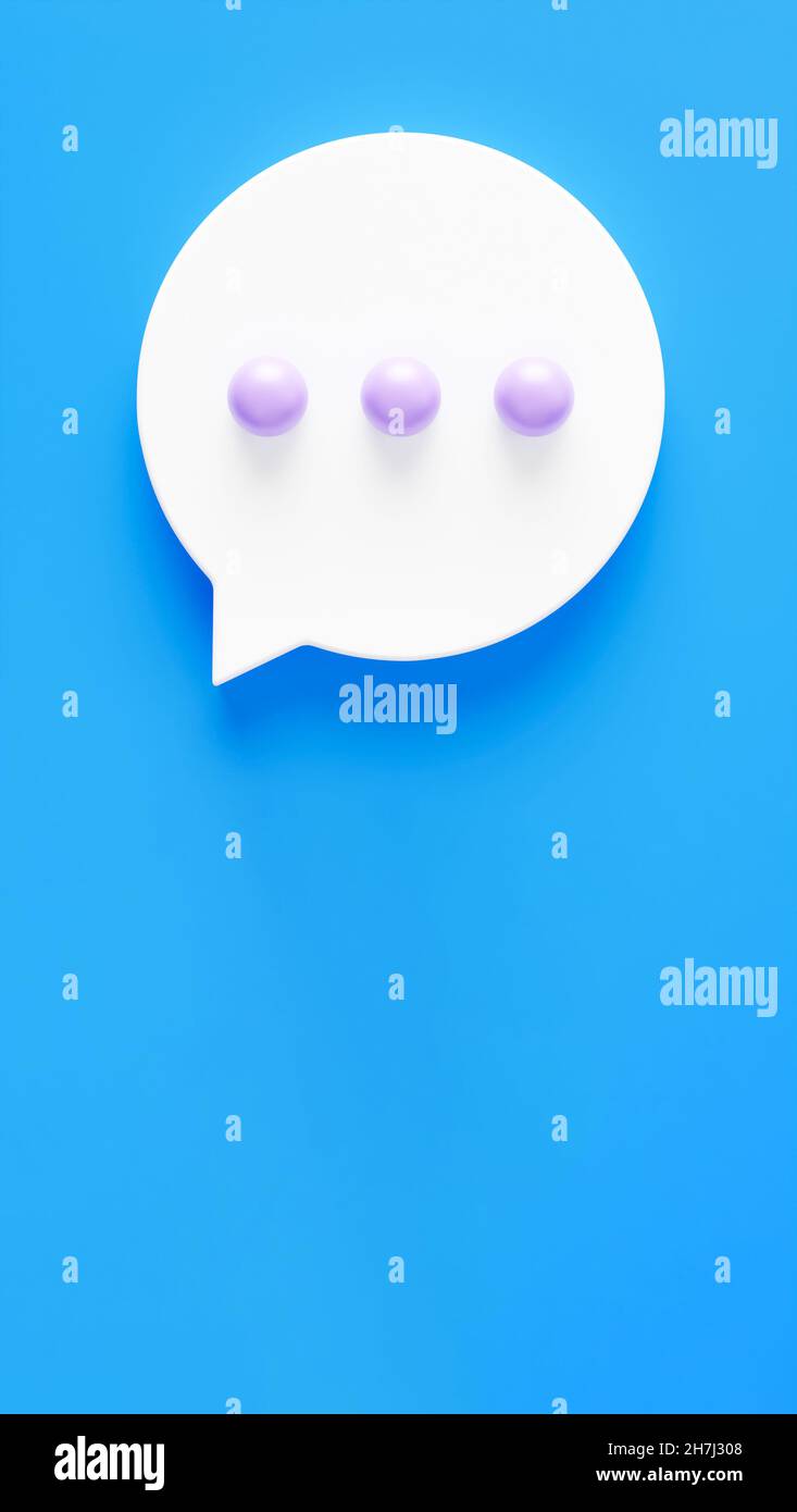 Speech bubble chat icon Symbol in 3D rendering isolated on blue ...