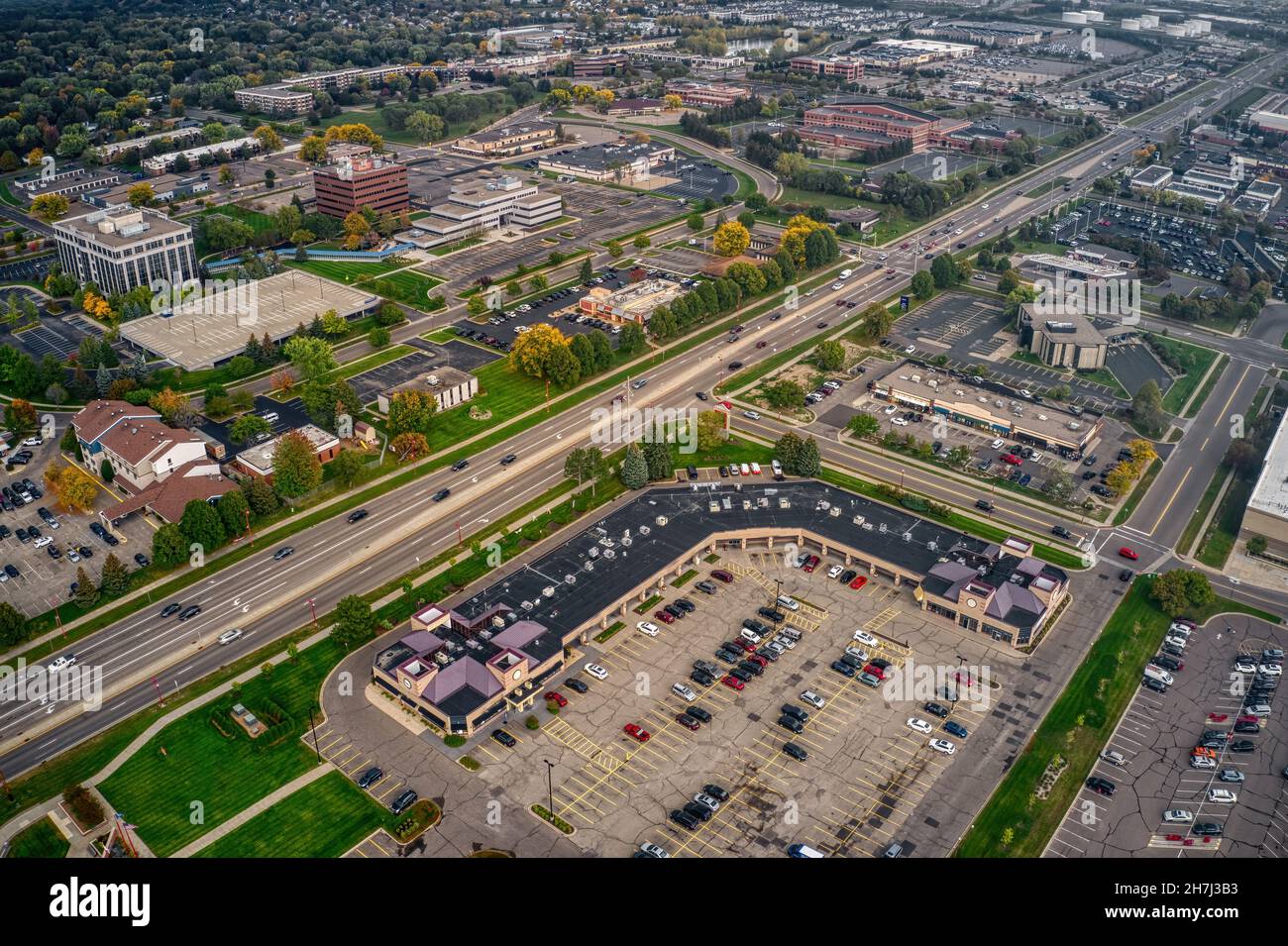 Aerial view of the Twin Cities Outer Suburb of Apple Valley, Minnesota