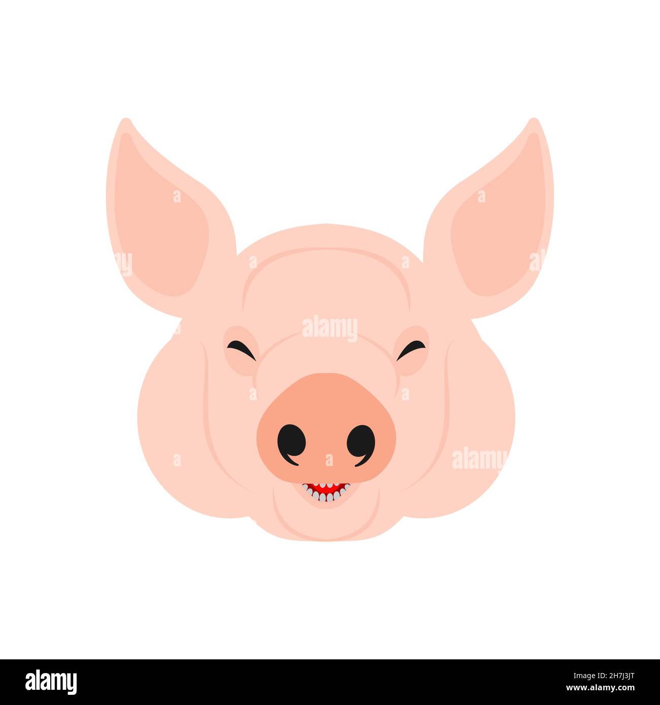 Pig head isolated. Illustration for butcher shop Stock Vector Image ...