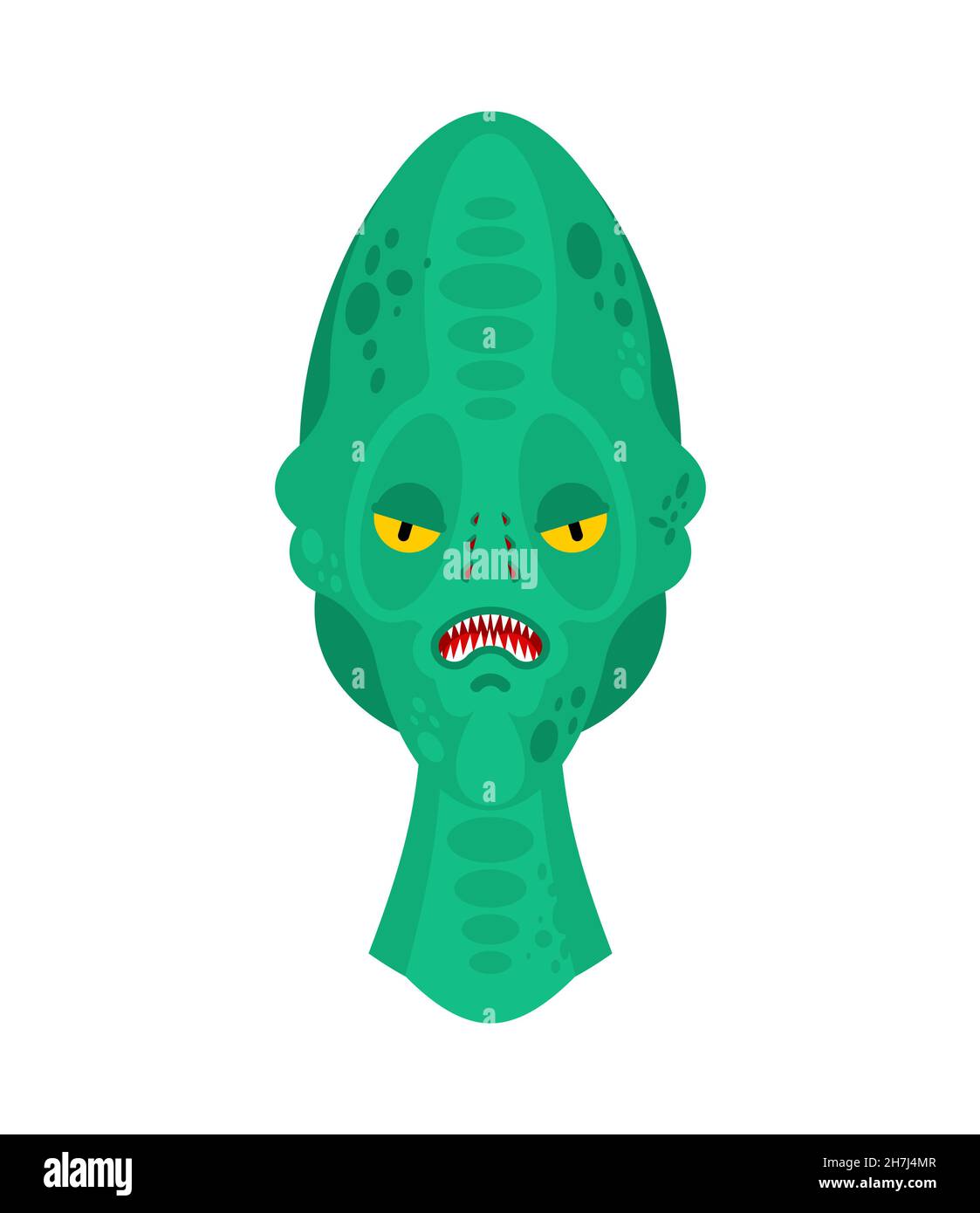 Reptilian face. Alien land invaders. Reptilian conspiracy theory. reptiloid humanoid beings from another planet with green skin. theory secret governm Stock Vector