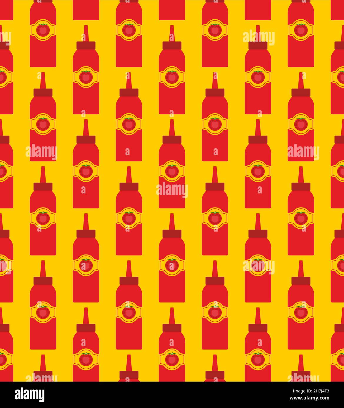 Ketchup bottle pattern seamless. Packing ketchup background. vector