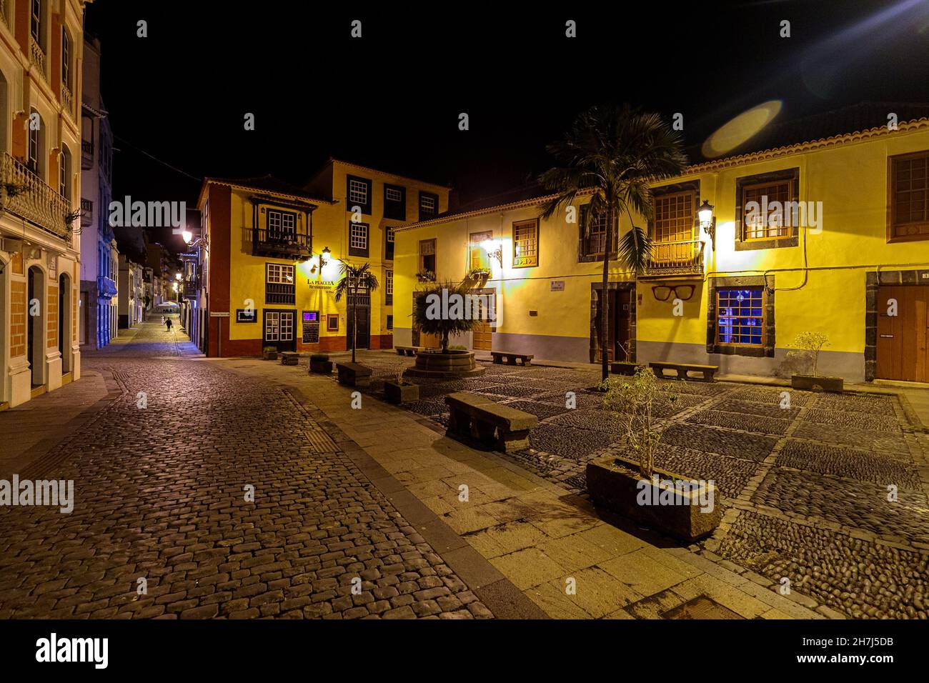 old town from santa cruz de la palma in the night Stock Photo