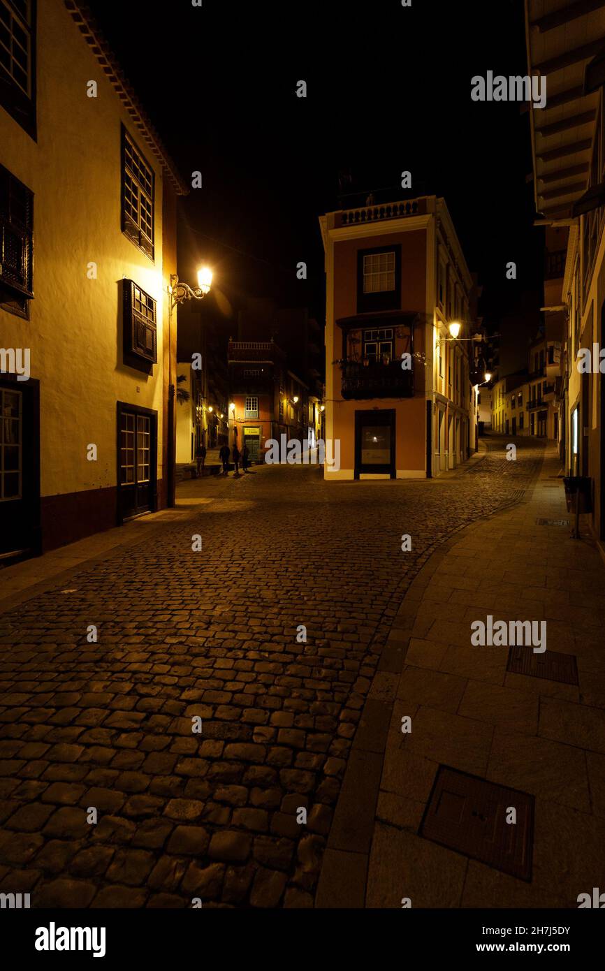 old town from santa cruz de la palma in the night Stock Photo