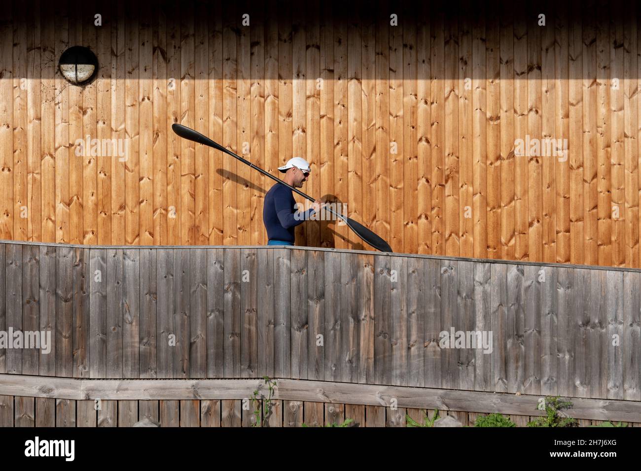 British sprint canoeist and multiple Olympic medalist Liam Heath, MBE, at his training facility on the 26th August 2020 at Dorney Lake in the United K Stock Photo