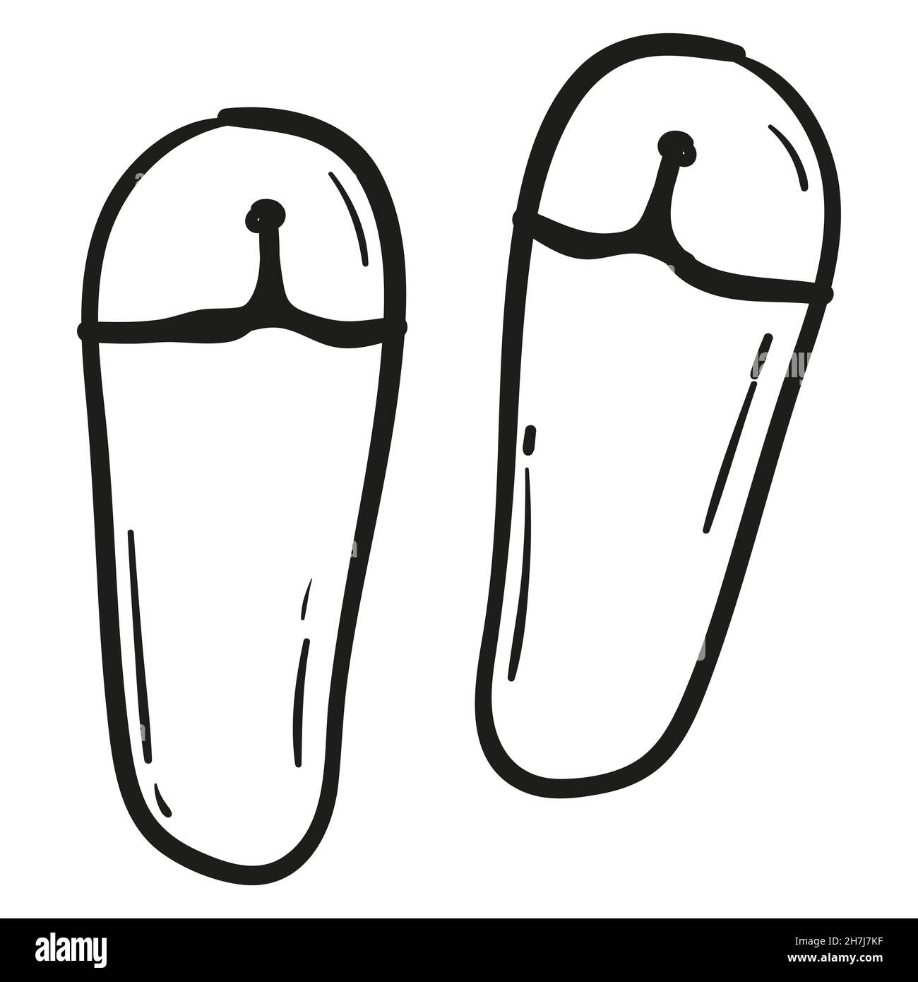 Hand drawn Slippers flip-flops icon in doodle style isolated Stock ...
